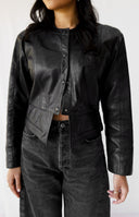 Vintage Cropped Leather Jacket